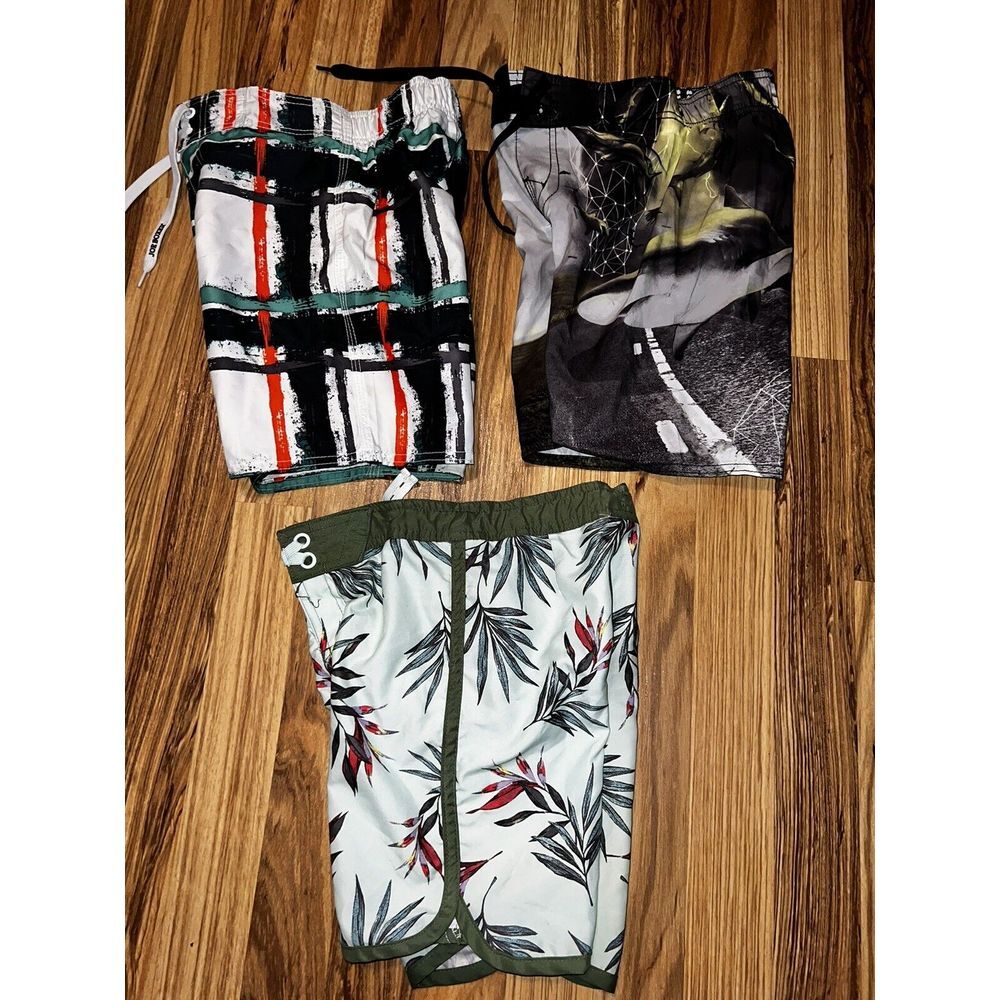 Joe Boxer Sharks Art Class Boys Swim Trunks Sz 6 Lot Of 3‎